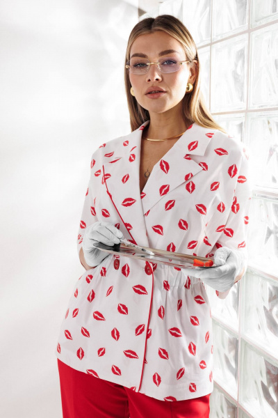 Брюки, жакет Anastasia 1333 бело-красный - фото 7