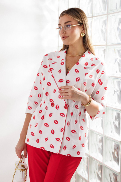 Брюки, жакет Anastasia 1333 бело-красный - фото 3