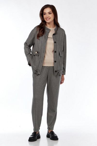 Блуза, брюки, жакет Милора-стиль 1252 гусь-лапка_черная - фото 1