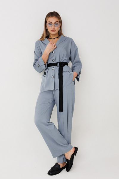 Брюки, жакет Verita 2443 серо-голубой - фото 7