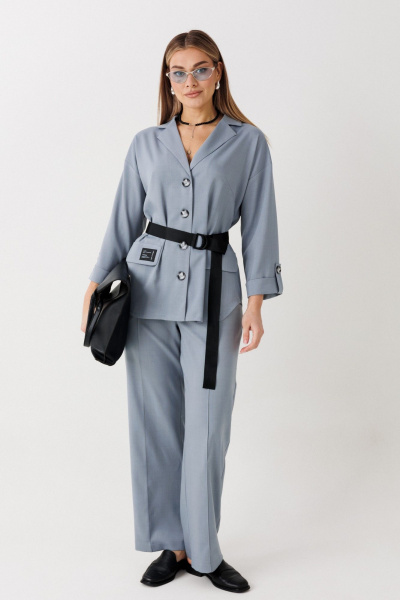 Брюки, жакет Verita 2443 серо-голубой - фото 1