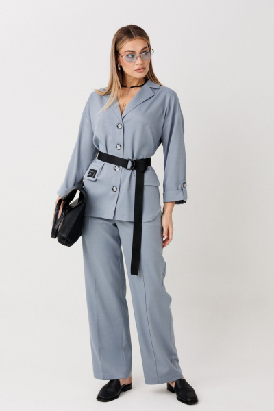 Брюки, жакет Verita 2443 серо-голубой - фото 4