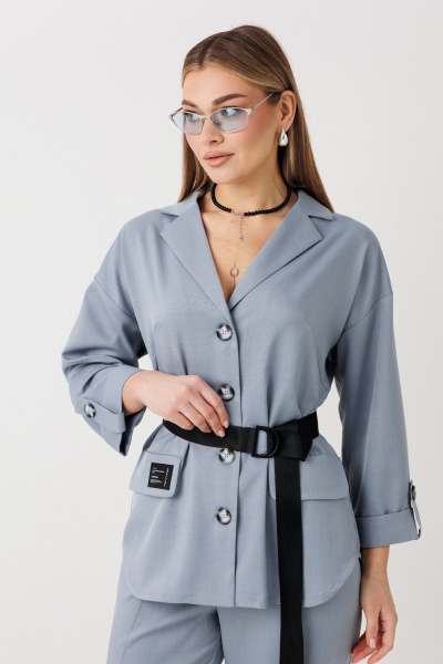 Брюки, жакет Verita 2443 серо-голубой - фото 2