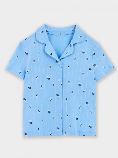 Рубашка, шорты Mark Formelle 567745/25-37342ПП-0 цветы_на_голубой_полоске - фото 1