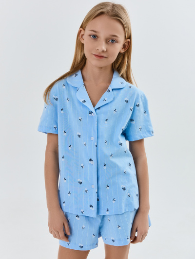 Рубашка, шорты Mark Formelle 567745/25-37343ПП-0 цветы_на_голубой_полоске - фото 1