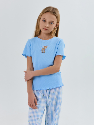 Брюки, футболка Mark Formelle 567764/25-39054ПП-1 небо_голубая_клетка_с_цветами_2_сл_на_пол - фото 1