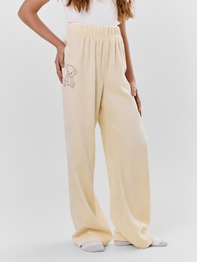 Брюки Mark Formelle 587002/25-39104П-3-3 молочный_печать_1сл_аппликация_из_страз_ПР_дет_пе - фото 1