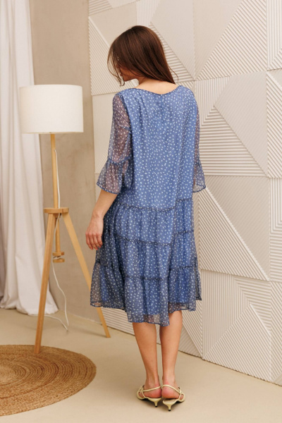 Платье с приталенным фасоном из шифона больших размеров Anastasia 1110 голубой - фото 2