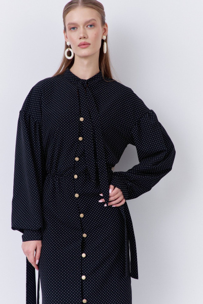 Платье FLAIM 2063 черный-горох - фото 4