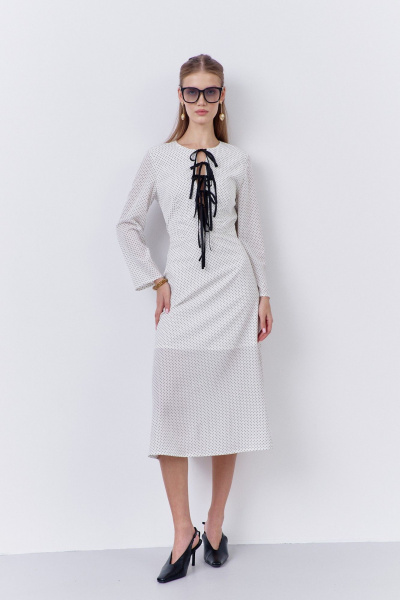 Платье FLAIM 2064 белый-горох - фото 1