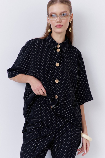 Блуза, брюки FLAIM 2068 черный-горох - фото 8