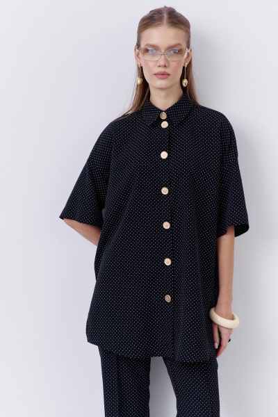 Блуза, брюки FLAIM 2068 черный-горох - фото 5