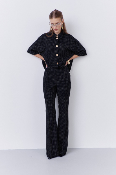 Брюки FLAIM 2070 черный-горох - фото 2