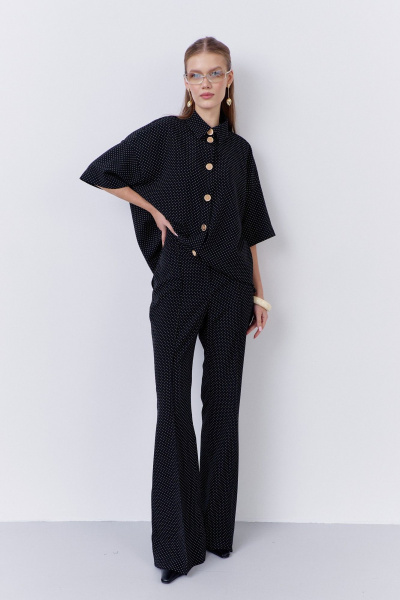 Брюки FLAIM 2070 черный-горох - фото 1