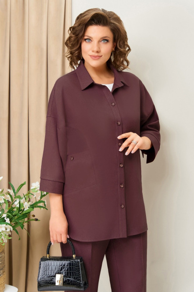 Блуза, брюки, жакет VOLNA 1406 слива - фото 2