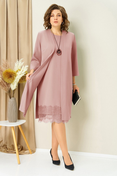 Жакет, платье VOLNA 1459 пудрово-розовый - фото 1