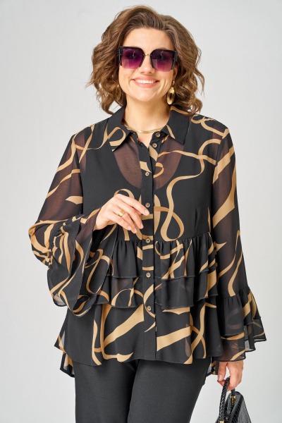 Блуза EVA GRANT 7221 принт_ленты - фото 1