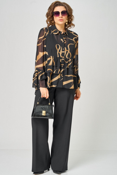 Блуза EVA GRANT 7221 принт_ленты - фото 3