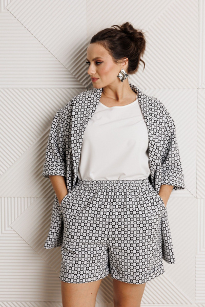Блуза, жакет, шорты Mubliz 304 черно-белый - фото 9