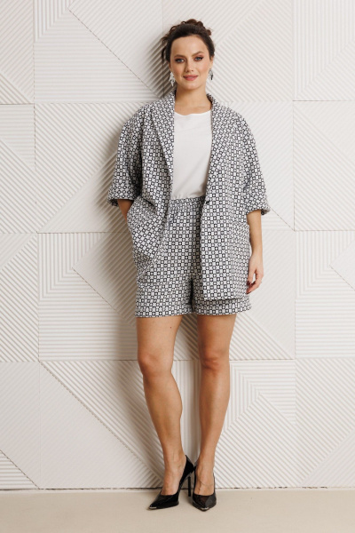Блуза, жакет, шорты Mubliz 304 черно-белый - фото 7