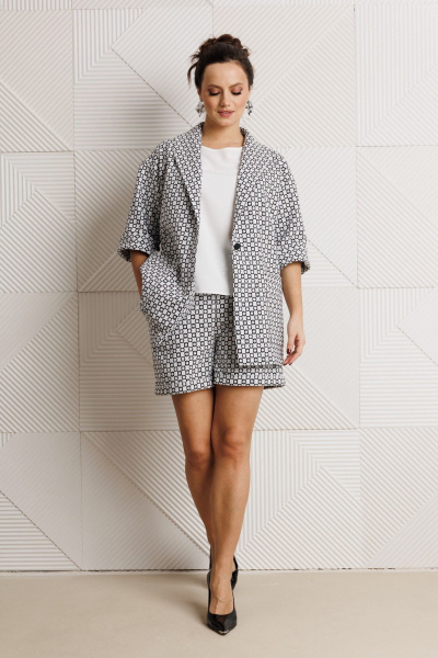 Блуза, жакет, шорты Mubliz 304 черно-белый - фото 6