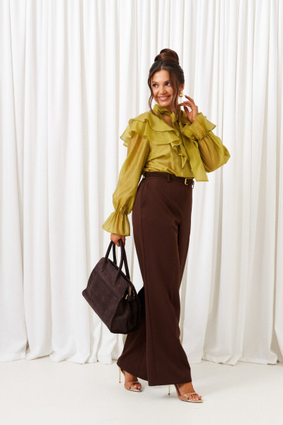 Блуза, брюки Beautiful&Free 6441 шоколад+лайм - фото 3