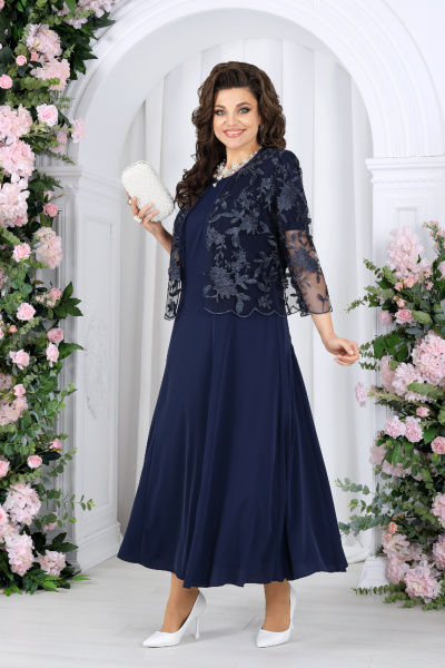 Жакет, платье Ninele 7489 темно-синий - фото 6
