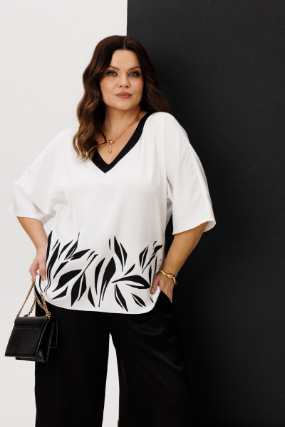 Блуза, брюки ANIDEN 6118-3 черно-белый - фото 13