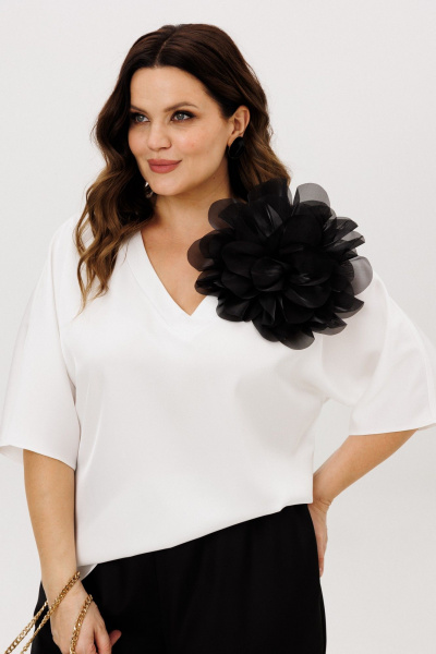 Блуза, брюки, украшение ANIDEN 6118-4 черно-белый - фото 7