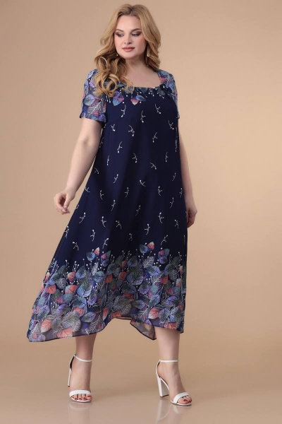 Платье Romanovich Style 1-1332 синий/листики - фото 2