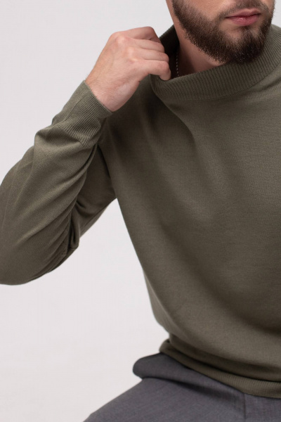 Свитер среднезауженный с длинным рукавом из трикотажа, с воротником-стойкой Полесье С3012-15 5С1749-Д43 170,176 полынь - фото 4