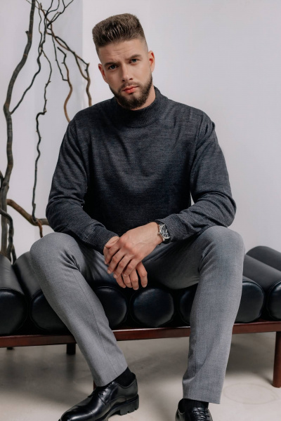 Демисезонный свитер из трикотажа с воротником-стойкой Полесье С3012-15 5С1749-Д43 170,176 т.асфальт - фото 3