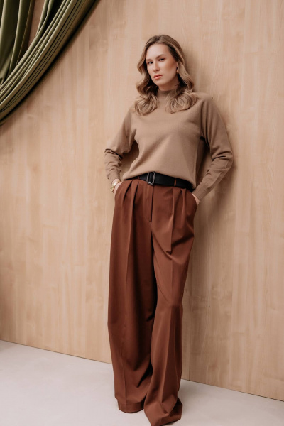 Демисезонный вязаный свитер с регланом и воротником-стойкой Полесье С3316-15 5С1754-Д43 158,164 верблюжий - фото 2