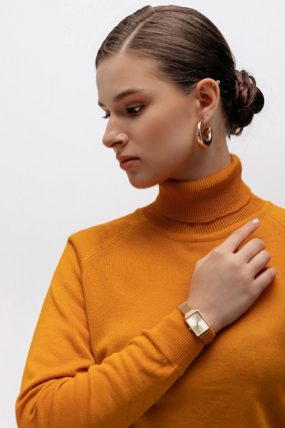 Свитер реглан с высоким воротником из трикотажа для повседневной Полесье С3433-17 7С1582-Д43 158,164 рыжий_кот - фото 3