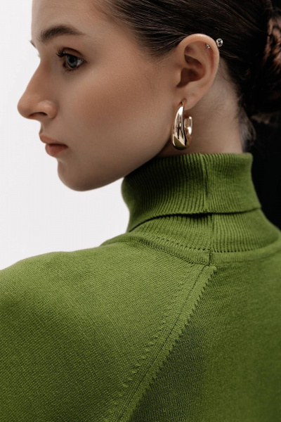 Демисезонный трикотажный зеленый свитер с высоким воротником Полесье С3433-17 7С1582-Д43 170,176 васаби - фото 5