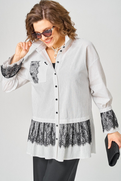 Блуза EVA GRANT 5002 белый_полоска - фото 12