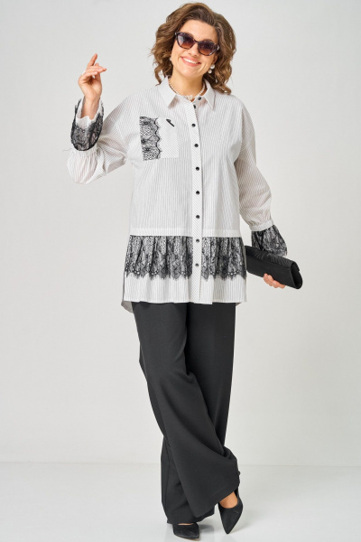 Блуза EVA GRANT 5002 белый_полоска - фото 10