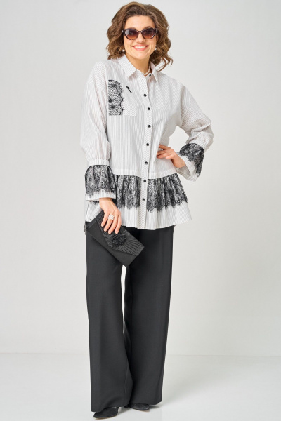 Блуза EVA GRANT 5002 белый_полоска - фото 7