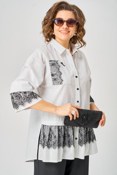 Блуза EVA GRANT 5002 белый_полоска - фото 5