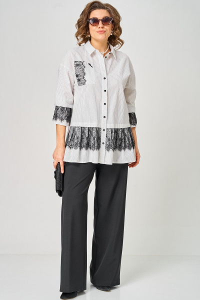 Блуза EVA GRANT 5002 белый_полоска - фото 4