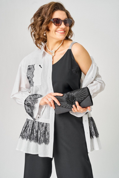 Блуза EVA GRANT 5002 белый_полоска - фото 3