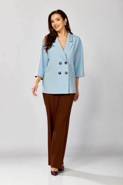 Брюки, жакет ZigzagStyle 630 голубой+коричневый - фото 7