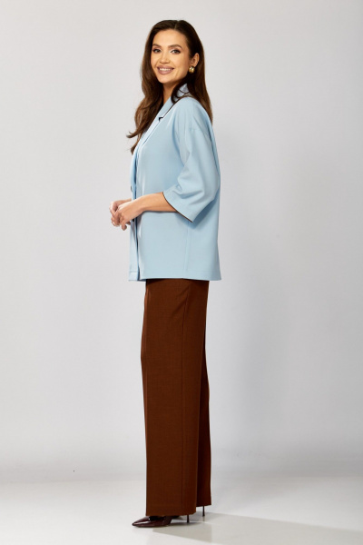 Брюки, жакет ZigzagStyle 630 голубой+коричневый - фото 4