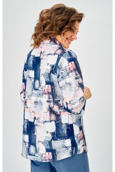 Блуза БелЭльСтиль 877-3 26 22 синий дизайн - фото 4