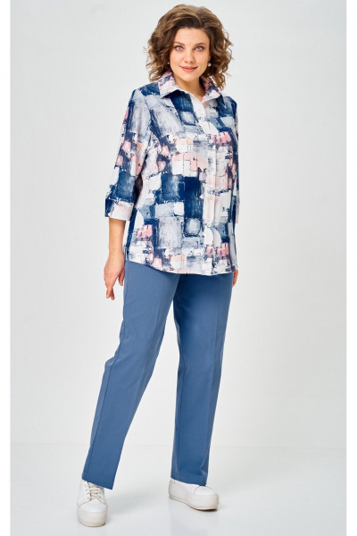 Блуза БелЭльСтиль 877-3 26 22 синий дизайн - фото 5