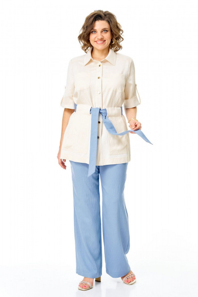 Брюки, жакет VI ORO VR-1265 молоко-голубой - фото 16