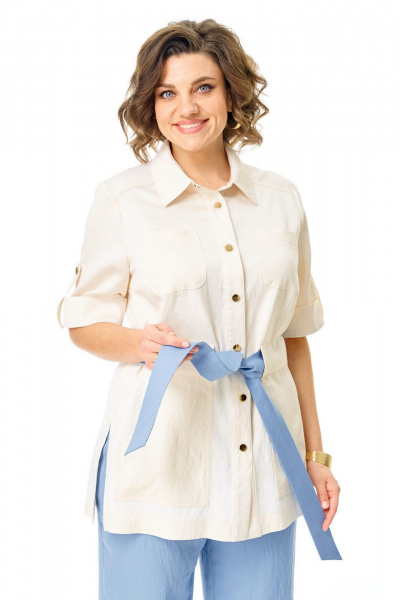 Брюки, жакет VI ORO VR-1265 молоко-голубой - фото 4