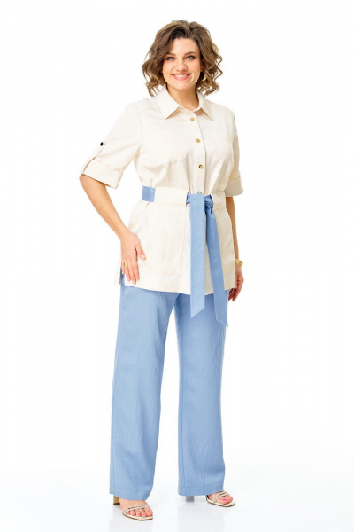 Брюки, жакет VI ORO VR-1265 молоко-голубой - фото 2