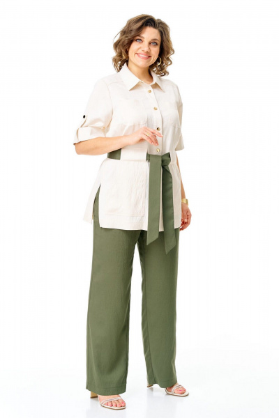 Брюки, жакет VI ORO VR-1265 молоко-олива - фото 21