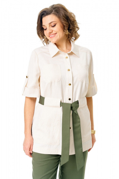 Брюки, жакет VI ORO VR-1265 молоко-олива - фото 7